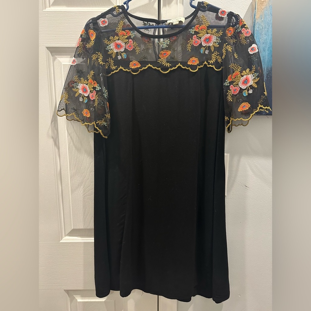 Umgee black dress with beautiful embroidered lace detail
